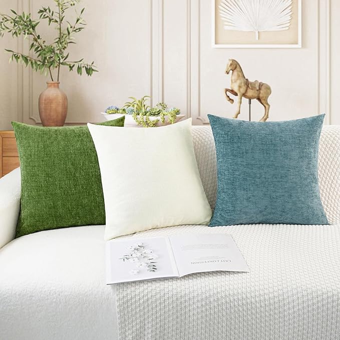 CaliTime Throw Pillow Covers Decorative 24 X 24 Inches Pack of 2 Cozy Chenille - Image 5