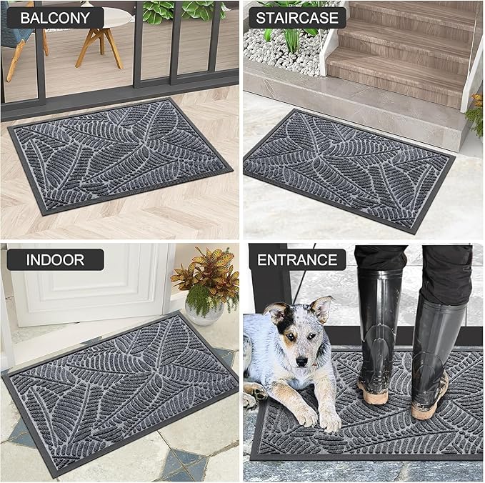 Colorxy Waterproof Doormat, Sturdy Natural Rubber Front Indoor Mat, Non Slip - Image 6