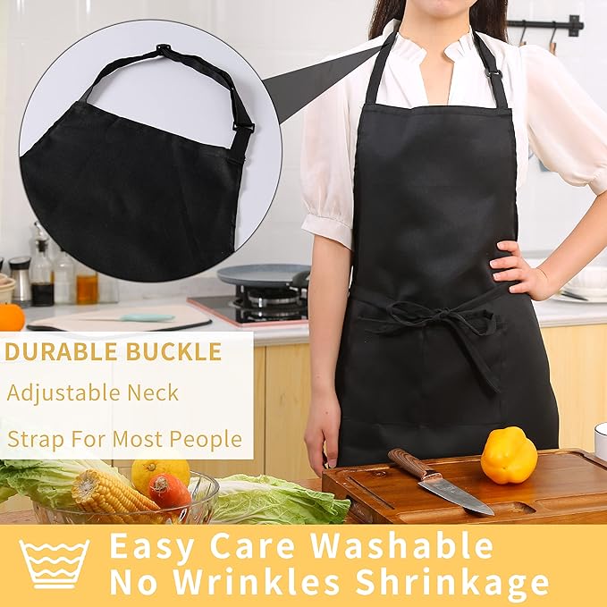 Tosewever 2 Pack Adjustable Bib Apron, Waterdrop Resistant Aprons - Image 4