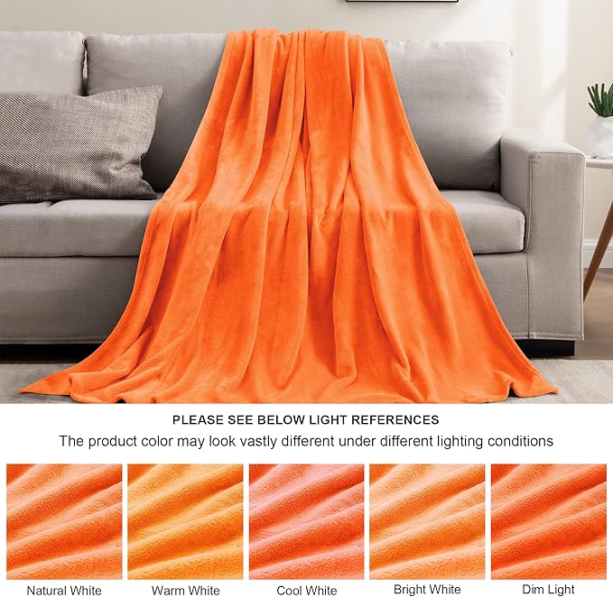 BEDELITE Fleece Blankets 108 inch x90 Size Orange Throw Blankets - Image 5
