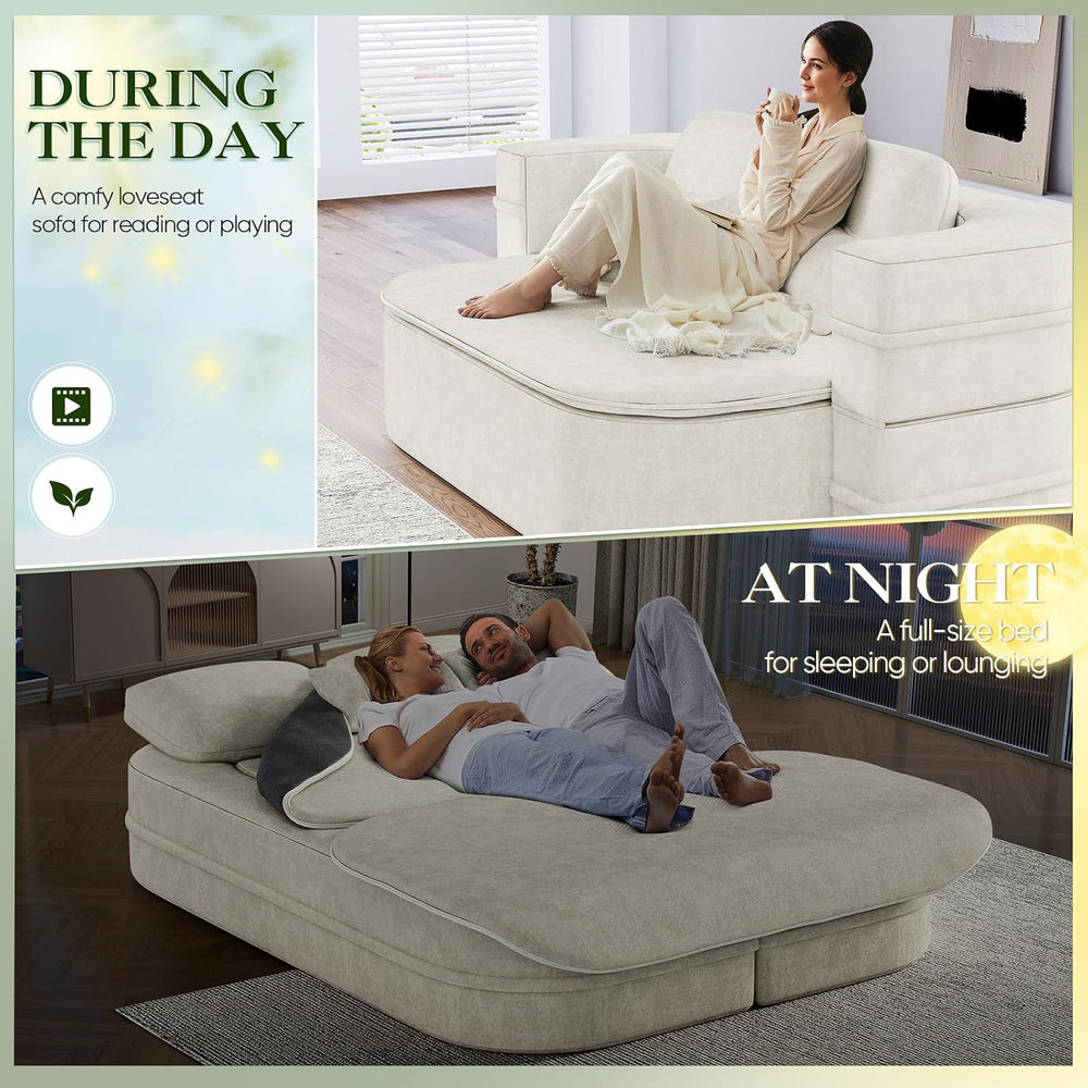 Antetek Convertible Sleeper Sofa, Modern Folding Futon Chenille Floor Foam Co...