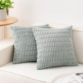 Pack of 2 Corduroy Decorative Throw Pillow Covers 18x18 Inch Soft Striped by Unknown