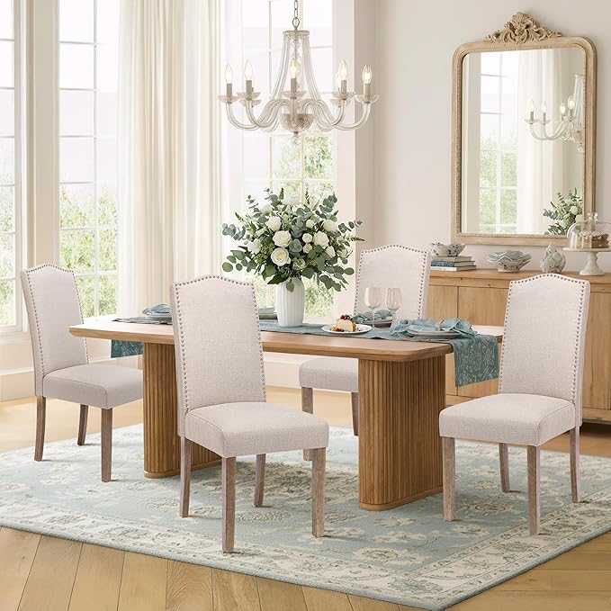 Upholstered Dining Chair Modern Stylish Parsons Kitchen Diner High Back with ...