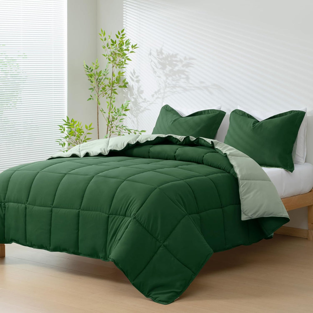 HIG 3pc Green Queen Size Bedding Comforter Set Duvet Insert Blanket