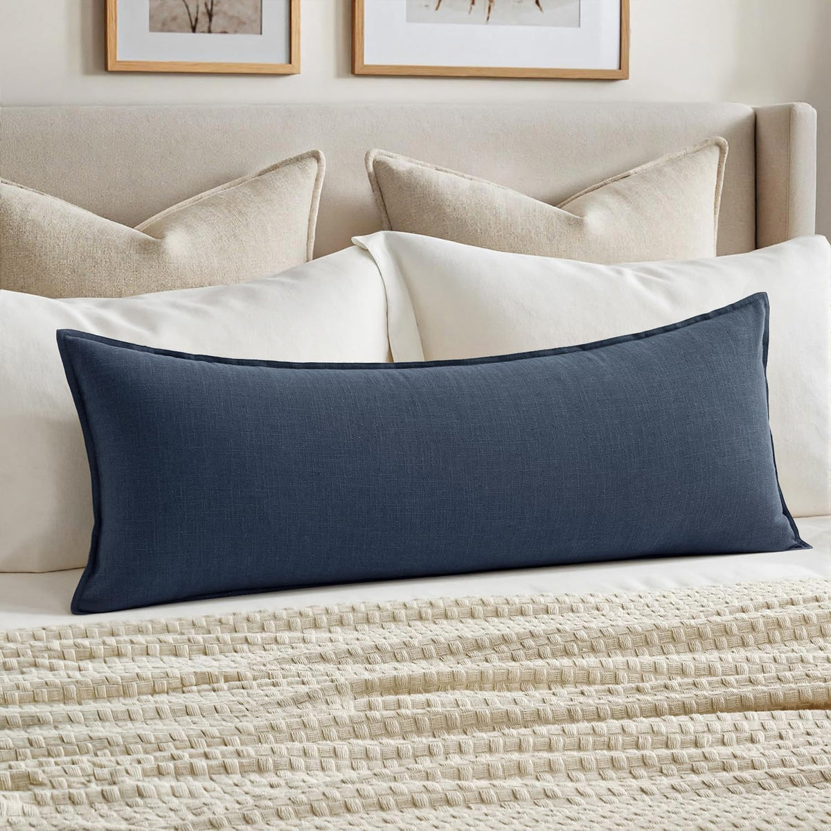 miulee decorative linen lumbar pillow cover 14x36 inch, main product view