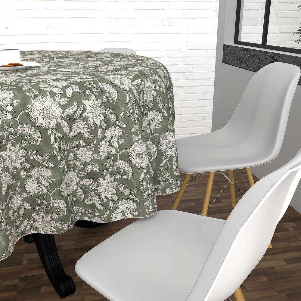 FYNITE Forest Frost Tablecloth | 72" Inches Round | 100% Cotton | Hand B...