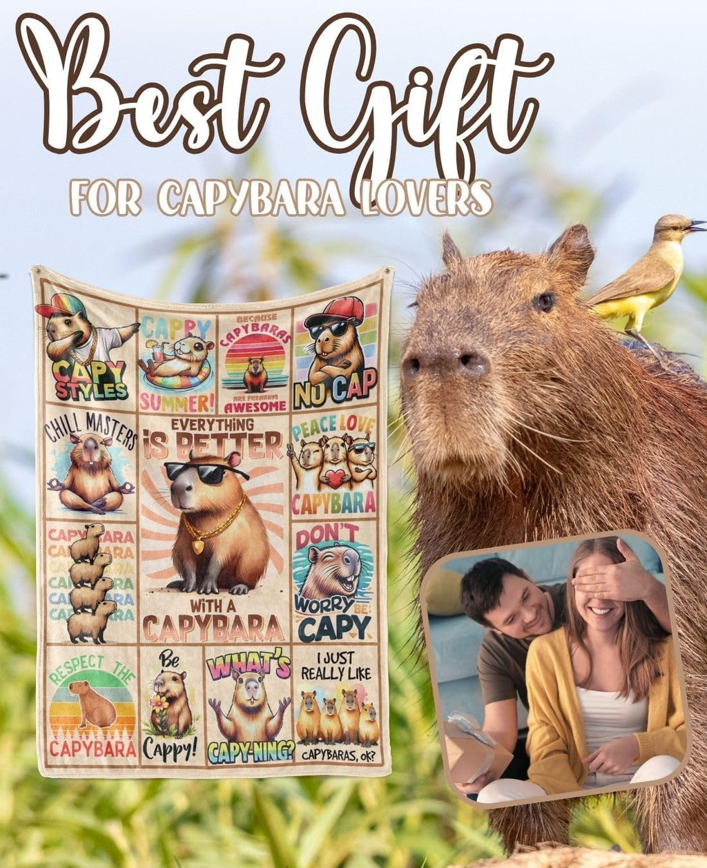 Capybara Blanket Gifts for Women Men Kids Boys Girls, Funny Gifts for Capybara Lovers on Thanksgiving, Christmas, Birthday-40 x 50"