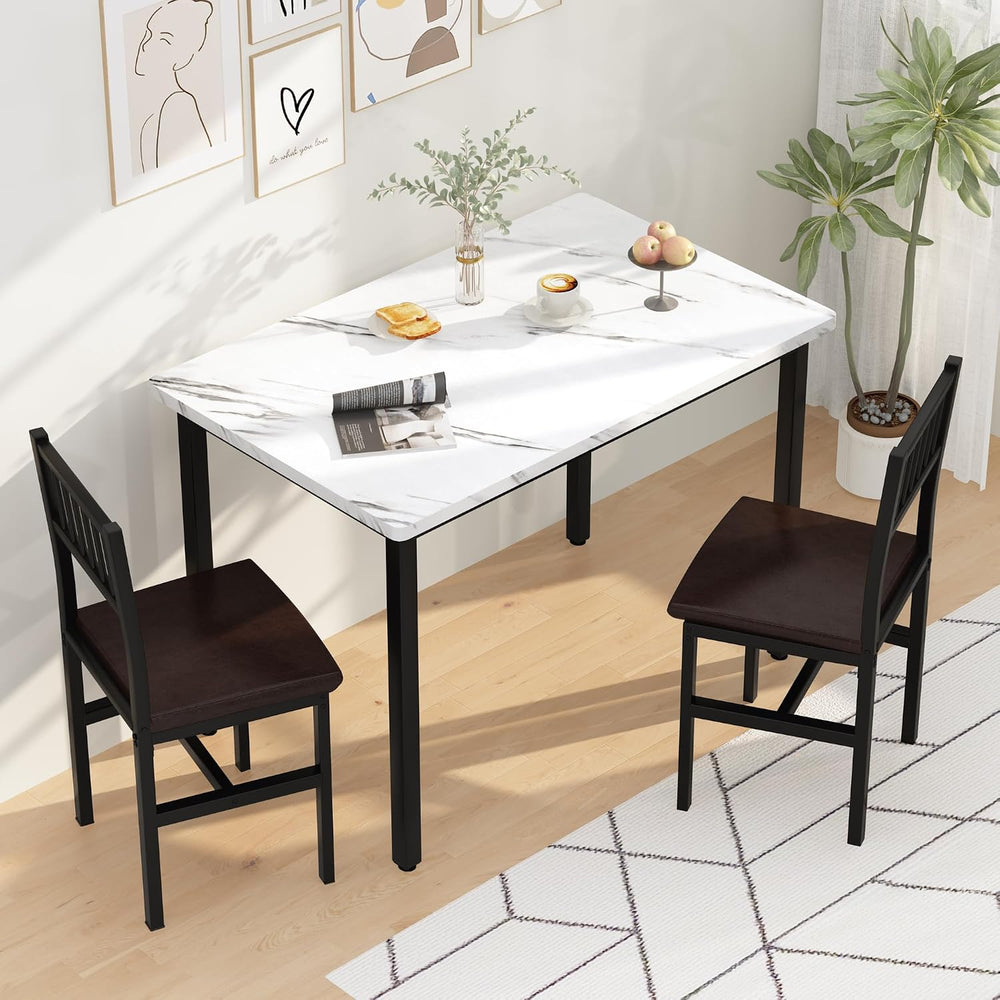 AWQM 3 Piece Dining Table, Small Kitchen Table Set for 2 with Chairs(White)