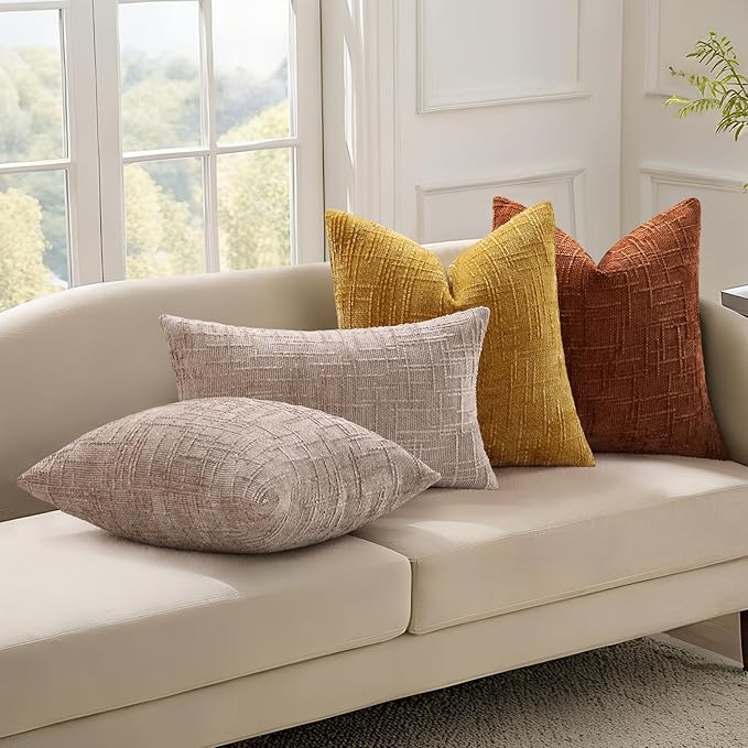 decorUhome Light Brown Chenille Euro Sham Throw Pillow Covers 26x26 Set of 2 - Image 7