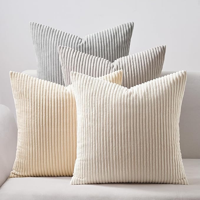 Topfinel 4 Packs Neutral Decorative Throw Pillows Covers 18x18 Inch by Topfinel