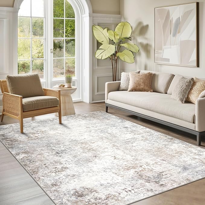 Washable Rugs 5x7 Area Rugs for Living Room, Modern Abstract Rugs for Bedroom by Srugn