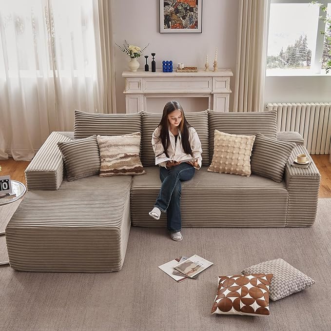 107" Cloud Sectional Couch with L-Shape Chaise, Modern Modular Comfy Sof...