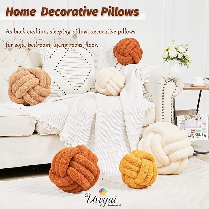 Uvvyui Knot Pillow Ball, Soft Home Decorative Pillows, Round Throw Pillow - Image 5