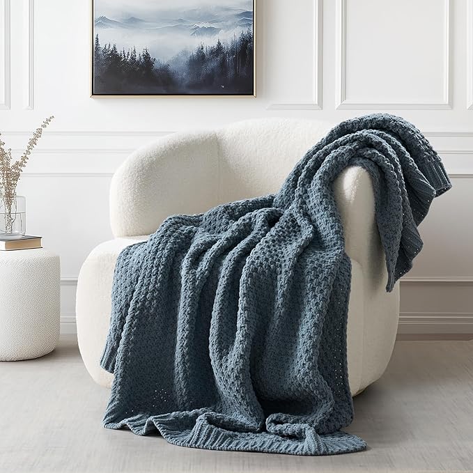 EVERGRACEHOME Chunky Chenille Knit Throw Blanket by EVERGRACEHOME