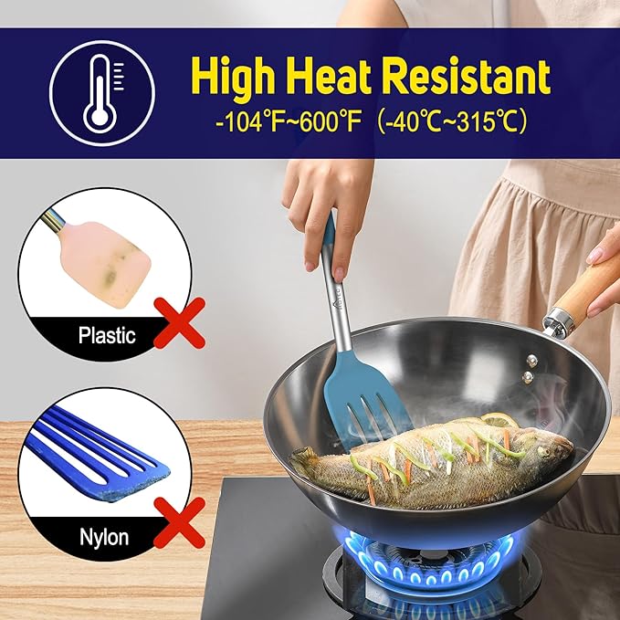 HOTEC Silicone Spatula Set of 2 Heat-Resistant 600°F & BPA-Free Kitchen - Image 5
