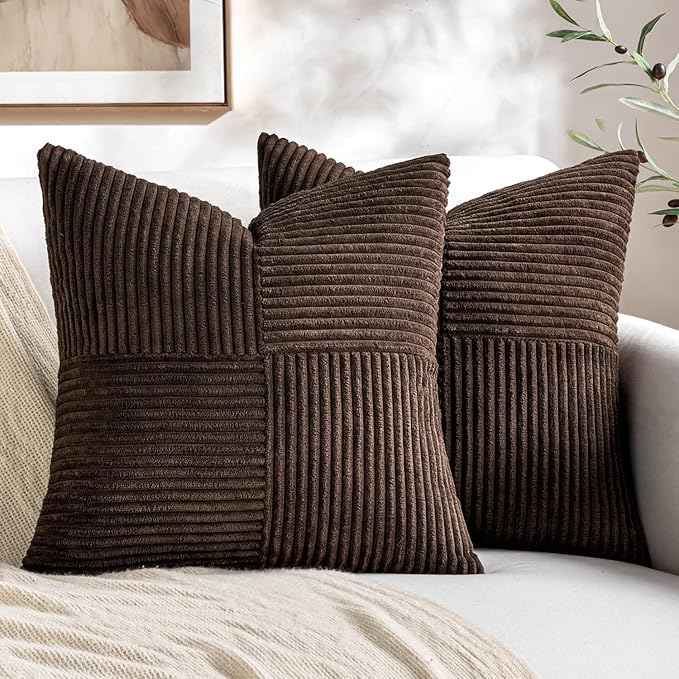 MIULEE Dark Brown Decorative Throw Pillow Covers 20x20 Inch by MIULEE