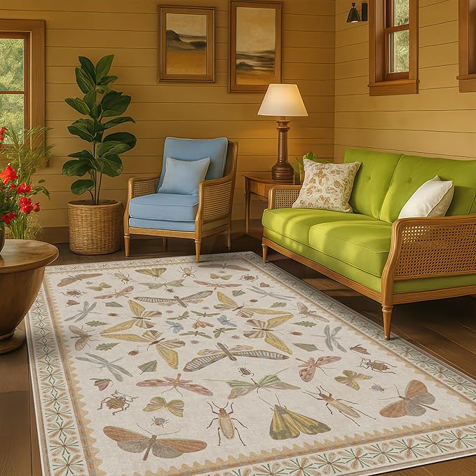 Beige and Yellow 5x7 Boho Rug for Living Room - Image 8