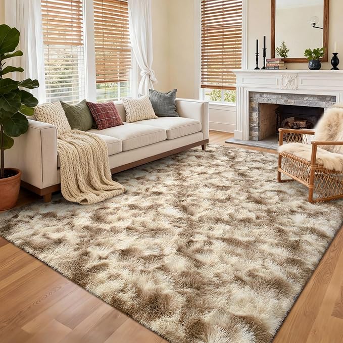5x7 Ft Large Shag Rugs for Bedroom Living Room Decor for Men Boys, Tie Dyed by Cuzwlovita
