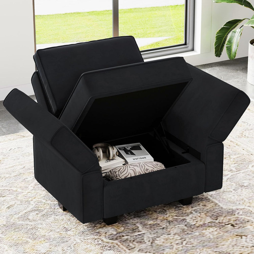 Belffin Modular Sectional Arm Accent Chair with Storage Seat Velvet Armchair ...