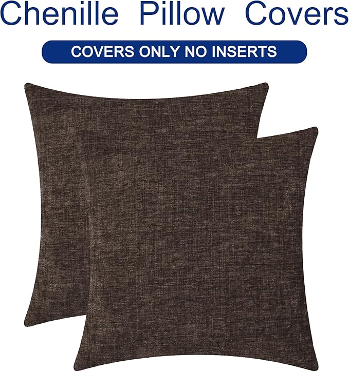 CaliTime Throw Pillow Covers Decorative 20 X 20 Inches Pack of 2 Cozy Chenille - Image 6