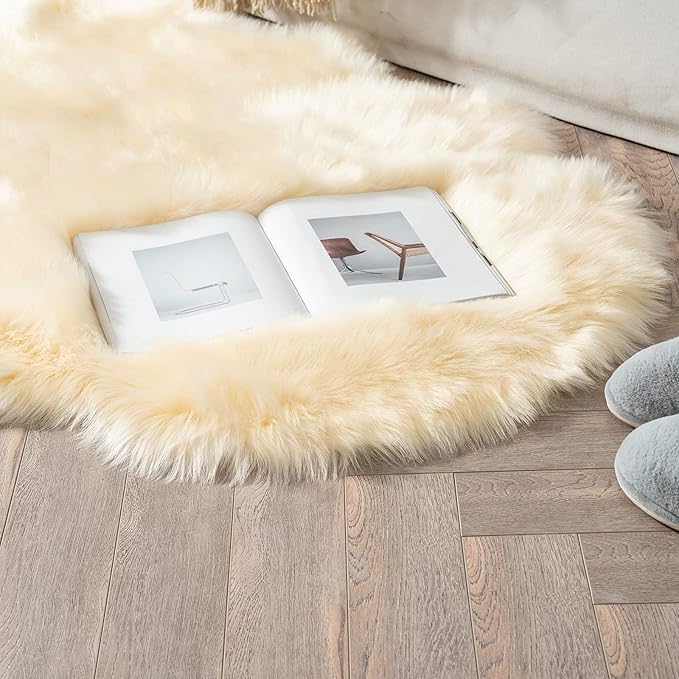 MIULEE Luxury Super Soft Fluffy Area Rug Faux Fur Sheepskin Rug Decorative - Image 4