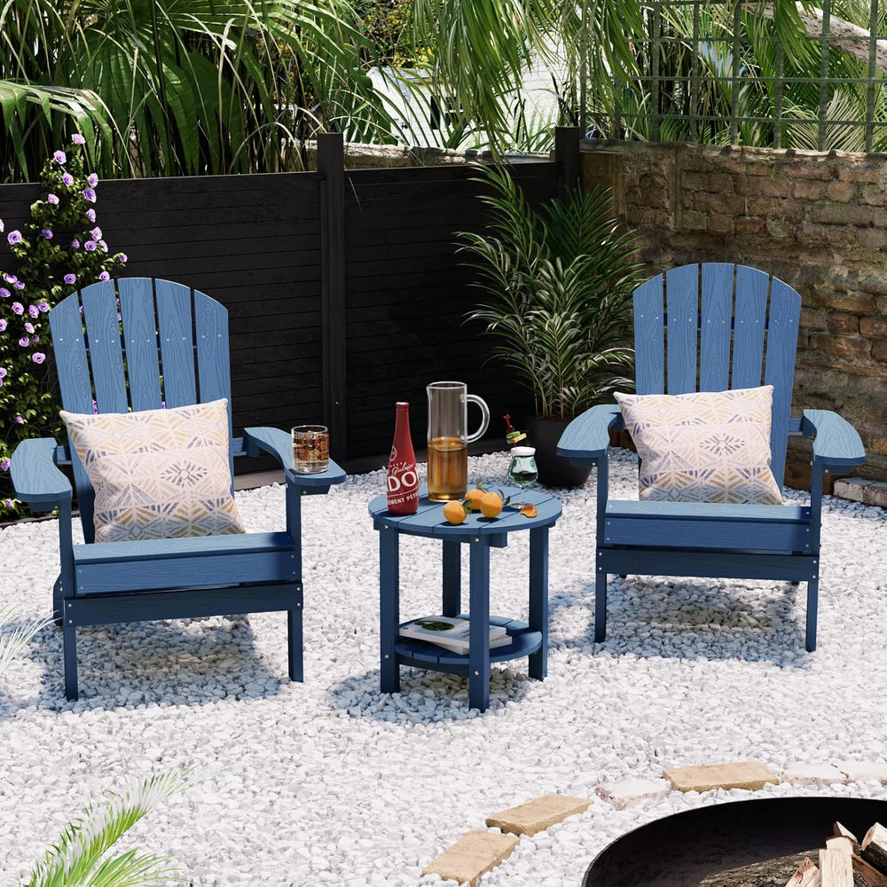 YEFU Adirondack Side Table, 18" Outdoor Side Table, Navy Blue