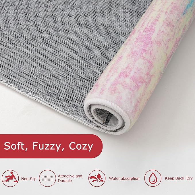 KOZYFLY Modern Abstract Runner Rug 2x6 Multi Pink Runners - Image 6