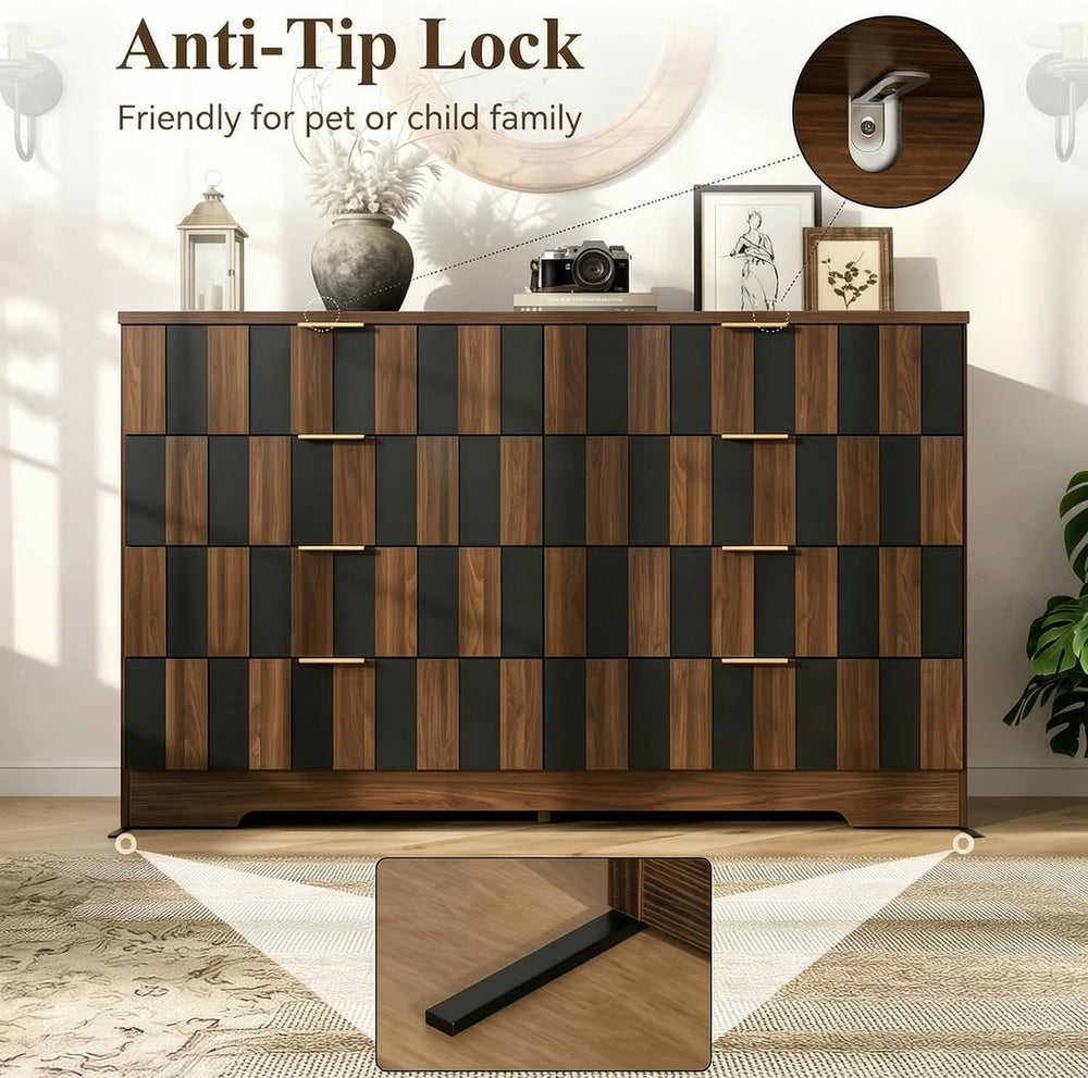 8 Drawer Dresser for Bedroom,48"Wide Modern Chest of Drawer w/ Metal Handle
