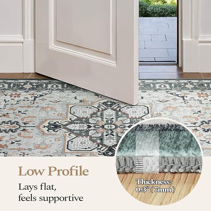 Rugflix 8x10 Area Rugs for Living Room, Washable Rug, Soft Low Pile Carpet - Image 3