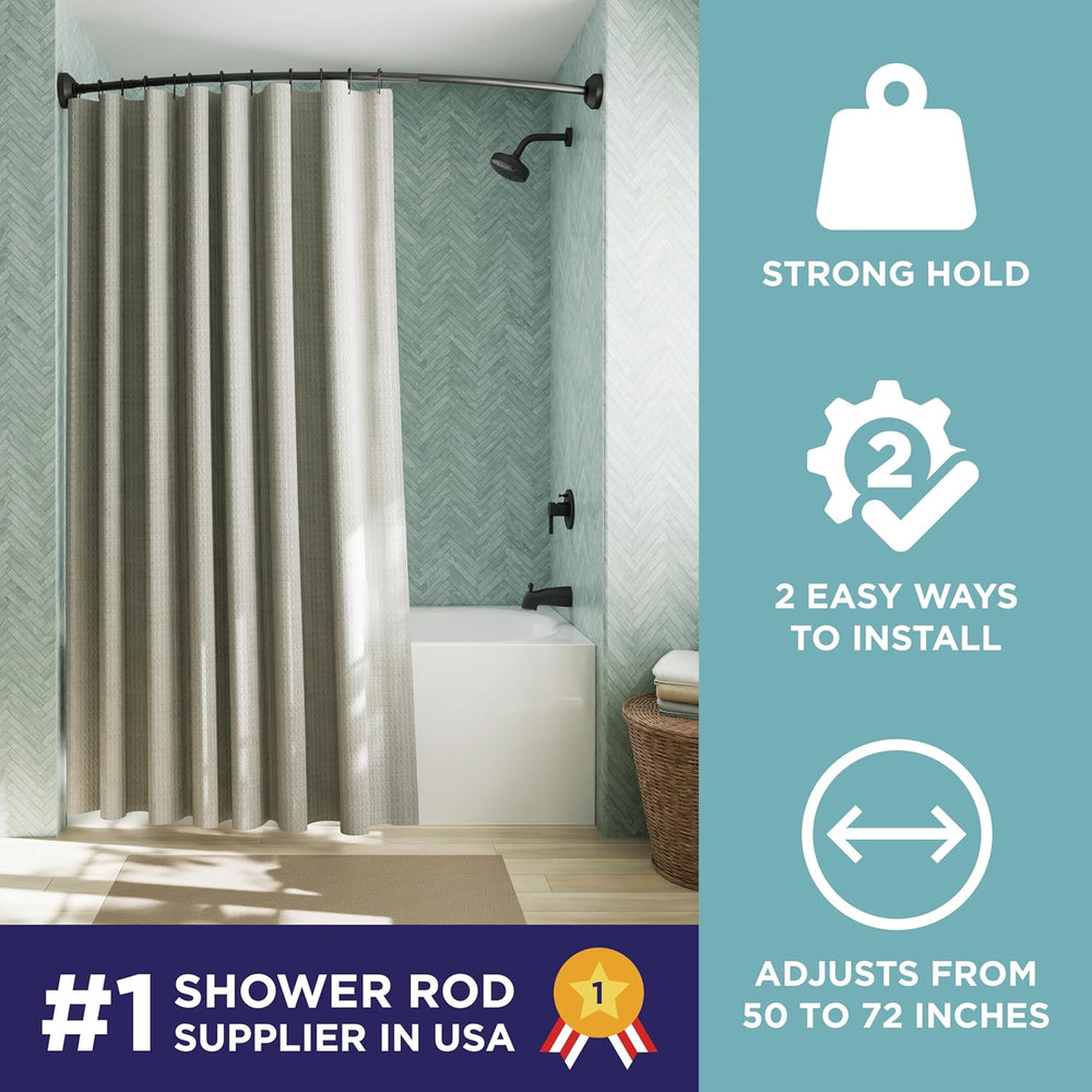 Zenna Home Matte Black, Curved Shower Curtain Rod, Tension or Permanent Mount...