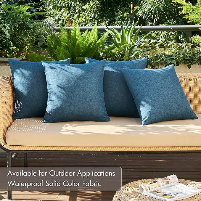 MIULEE Pack of 4 Decorative Outdoor Throw Pillow Covers Linen Waterproof Pillow - Image 2