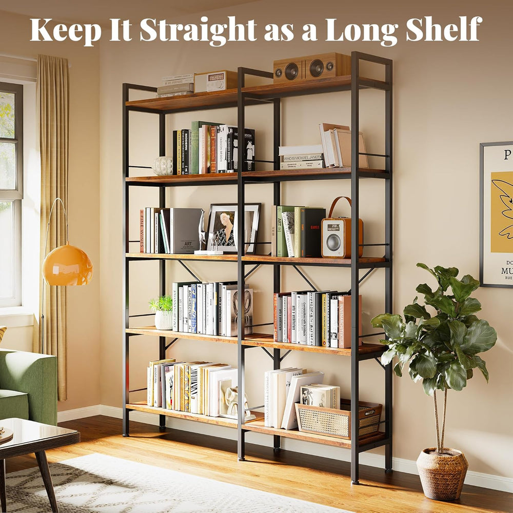 Huuger 5 Tier Bookshelf, L Shaped Corner Bookshelf with 10 Open Shelves, 49.4...
