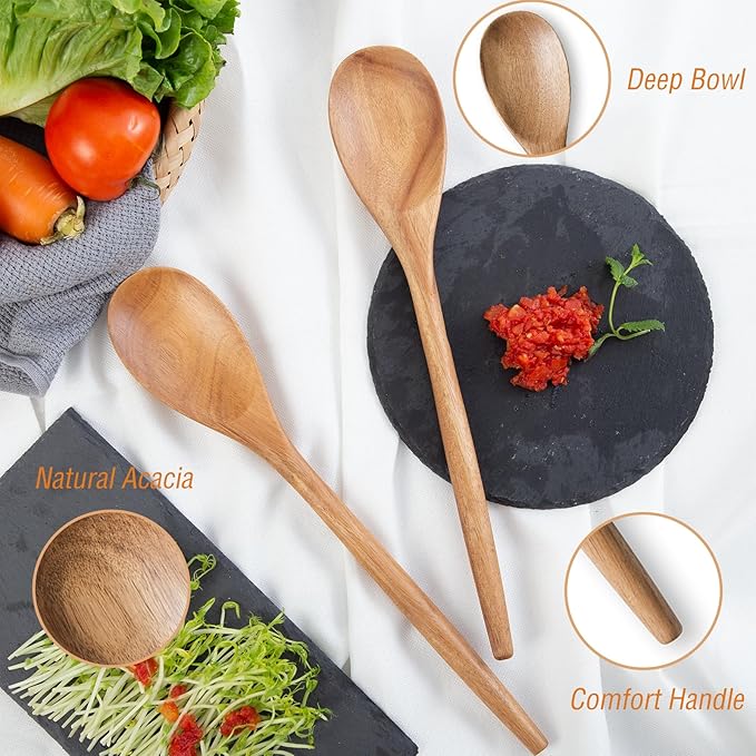 GinSent 2PCS Wooden Spoons for Cooking, 14INCH Wooden Spoons Cooking Comfort - Image 6