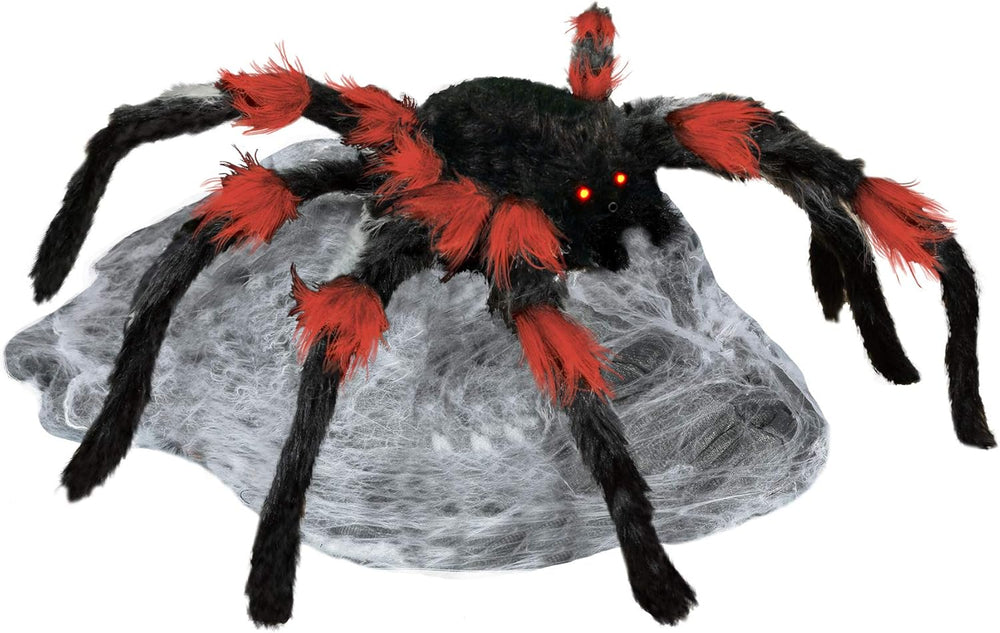 Spirit Halloween 21 Inch LED Red and Black Jumping Spider Animatronic, Multic...