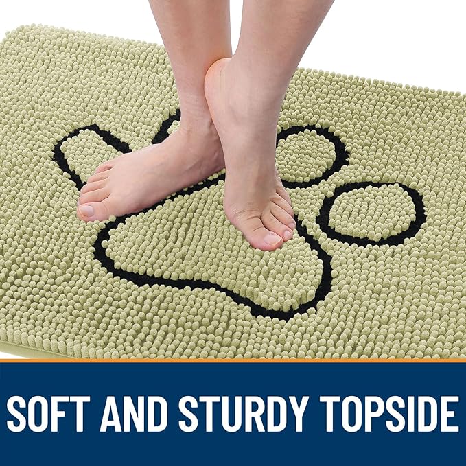 OLANLY Dog Door Mat for Muddy Paws 48x30, Paw Print Design, Absorbs Moisture - Image 4