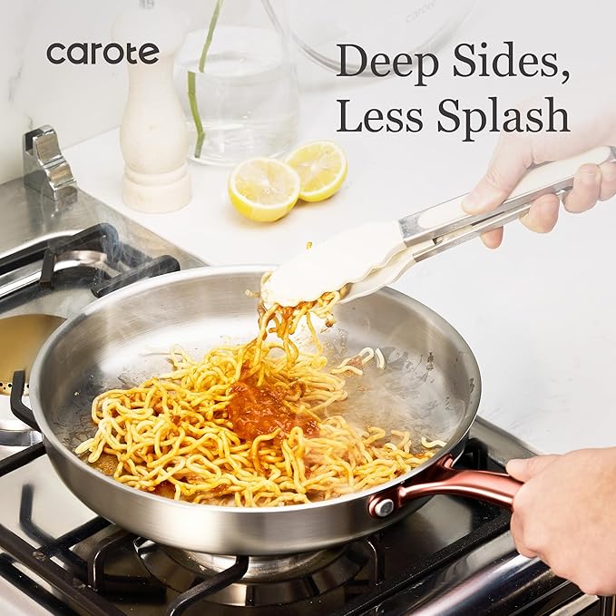 CAROTE 3-Piece Tri-Ply Stainless Steel Frying Pan Set, Skillet Set 8"/10"/12" - Image 6