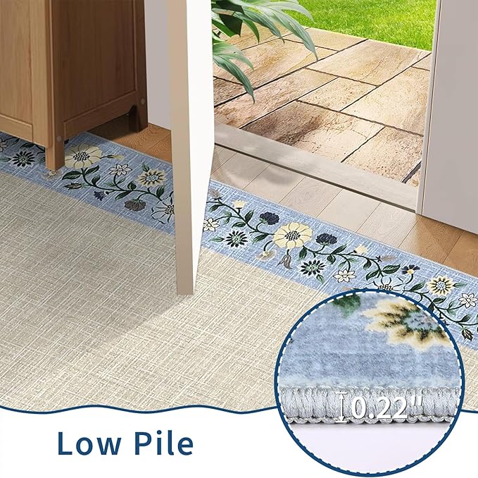 GarveeHome 4x6 Area Rugs for Bedroom Living Room Machine Washable Rugs Floral - Image 5