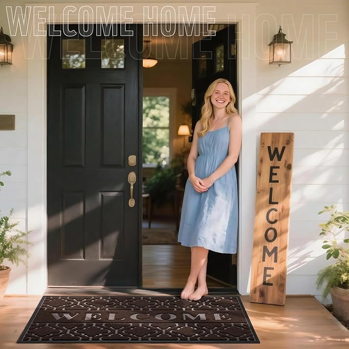 Yimobra Welcome Mat Outdoor Indoor, All-Season Waterproof Front Door Mat - Image 3