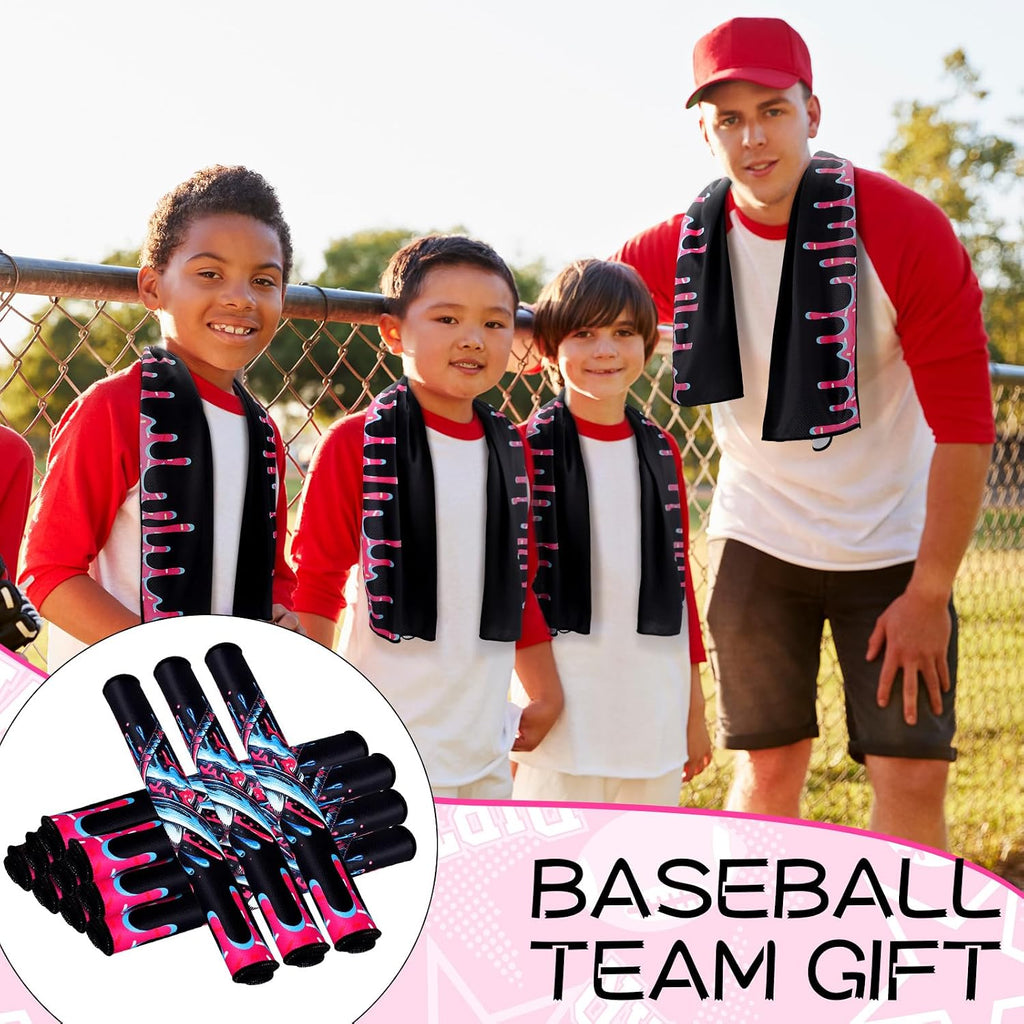 Lounsweer Ice Cream Pattern Drip Baseball Beach Towel 40"x12" Swim Pool Towel Cooling Baseball Softball Team Gift Youth Gift for Hot Weather Workout Gym Sport Party Favors(12 Pcs)