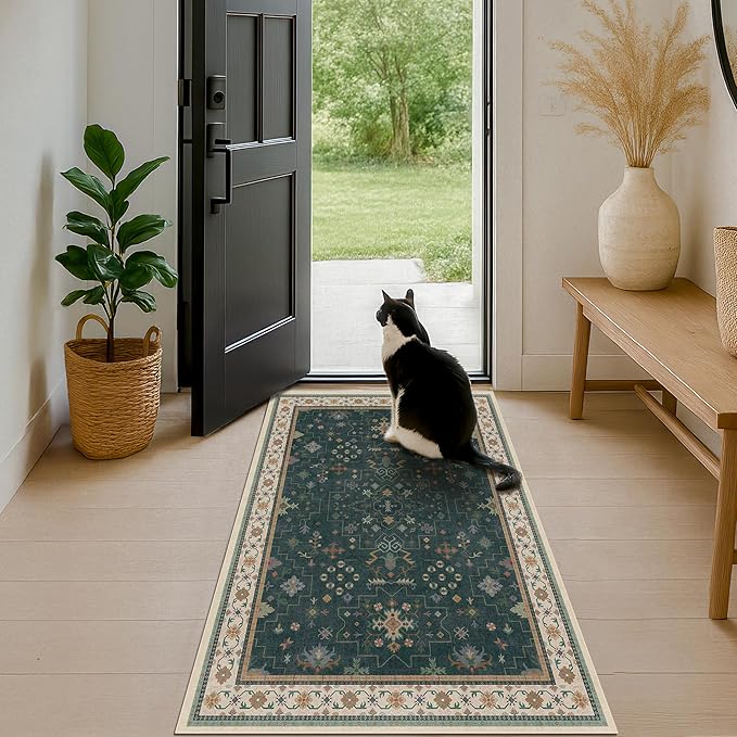 Dark Green Oushak 3x5 Large Entryway Rug - Image 8