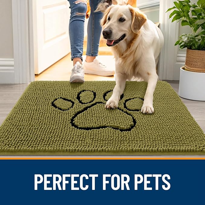 OLANLY Dog Door Mat for Muddy Paws 48x30, Paw Print Design, Absorbs Moisture - Image 6