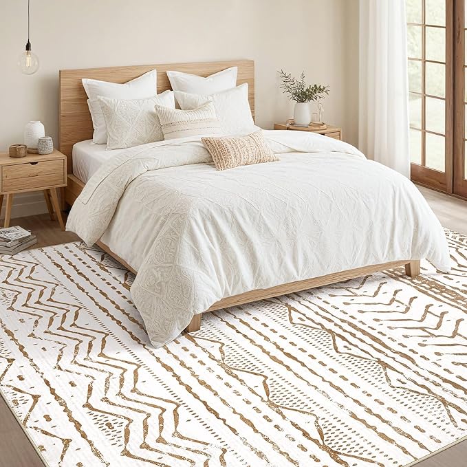 Nakagishi Area Rugs 8x10 Living Room: Washable Boho Large Neutral Soft - Image 5