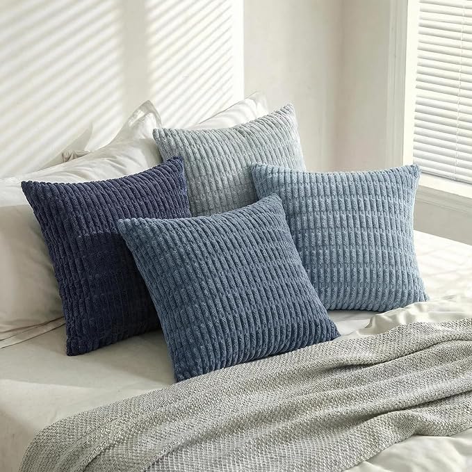 Fancy Homi Set of 4 Blue Boho Decorative Throw Pillow Covers 26x26 Inch - Image 8