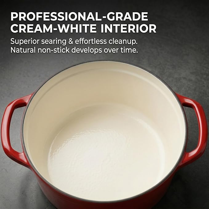 SUNHOUSE Enameled Cast Iron Dutch Oven Pot - 3 QT Dutch Oven - Image 3