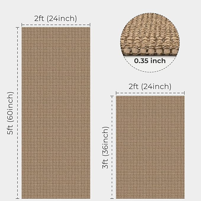 KOZYFLY Area Rug Runner Sets of 2 Pcs 2x3 and 2x5 Washable Kitchen Rugs Non - Image 2