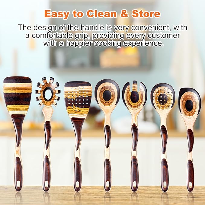 7Pcs Pakkawood Kitchen Utensils Set