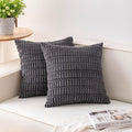 Pack of 2 Corduroy Decorative Throw Pillow Covers 18x18 InchSoft Boho Striped by Unknown
