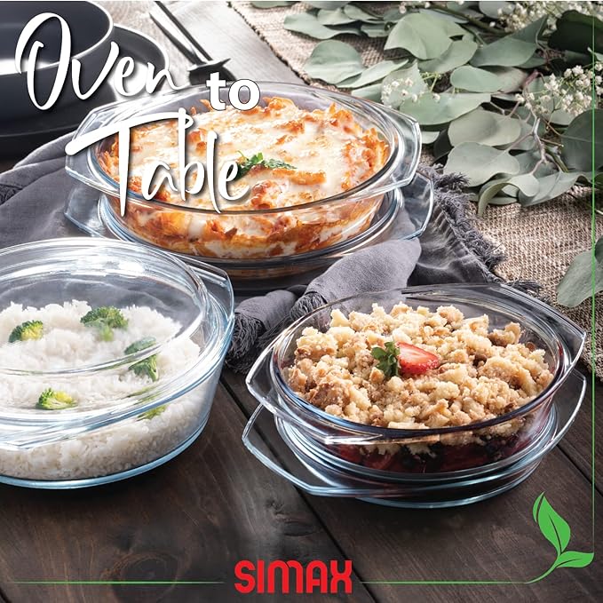 Simax Casserole Dish Set, Round Glass Cookware, Borosilicate Glass, Made In - Image 4