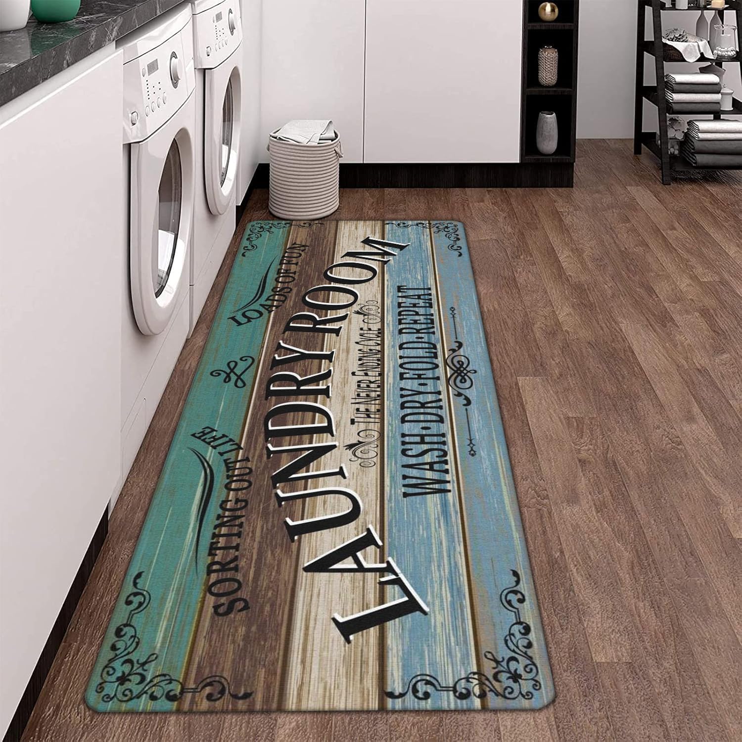 Non Slip Laundry Room Rug - Farmhouse Kitchen Floor Mat -Laundry Room Rug- Runner Decor -Washable Floor Carpet for Washroom Mudroom Kitchen Bathroom Hallway-20 x48