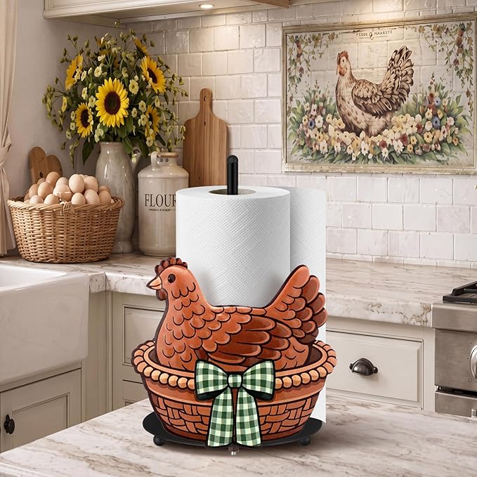Hen Paper Towel Holder Black Metal Paper Towel Holder Large Decorative Tissue - Image 3